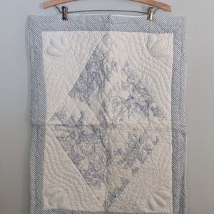 Ethan Allen Blue and White Cottage Core Quilted Standard Pillowcase